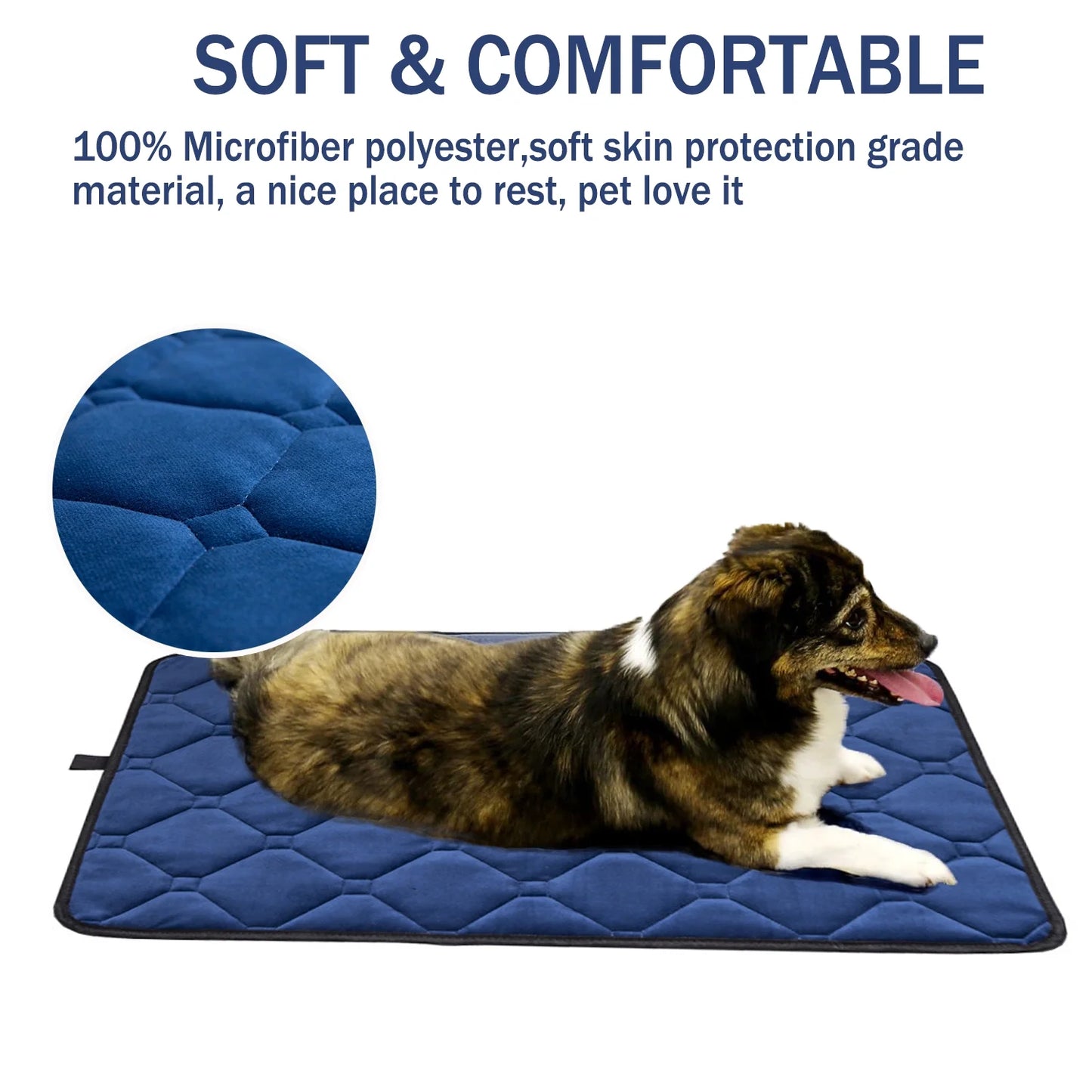 Large Dog Crate Bed Dog Crate Pad Washable Dog Bed Mat for Crate Mats for Dog Cage Mat Dog Kennel Pad Dog Kennel Mat Dog Crate Liner Dog Beds for Large Dog,48" X 32", 1/4" Thk,Blue