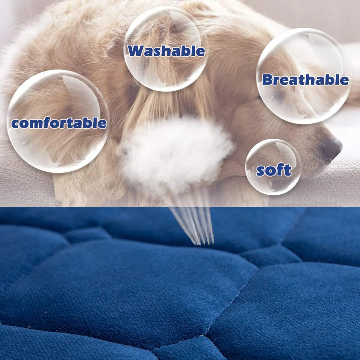Large Dog Crate Bed Dog Crate Pad Washable Dog Bed Mat for Crate Mats for Dog Cage Mat Dog Kennel Pad Dog Kennel Mat Dog Crate Liner Dog Beds for Large Dog,48" X 32", 1/4" Thk,Blue