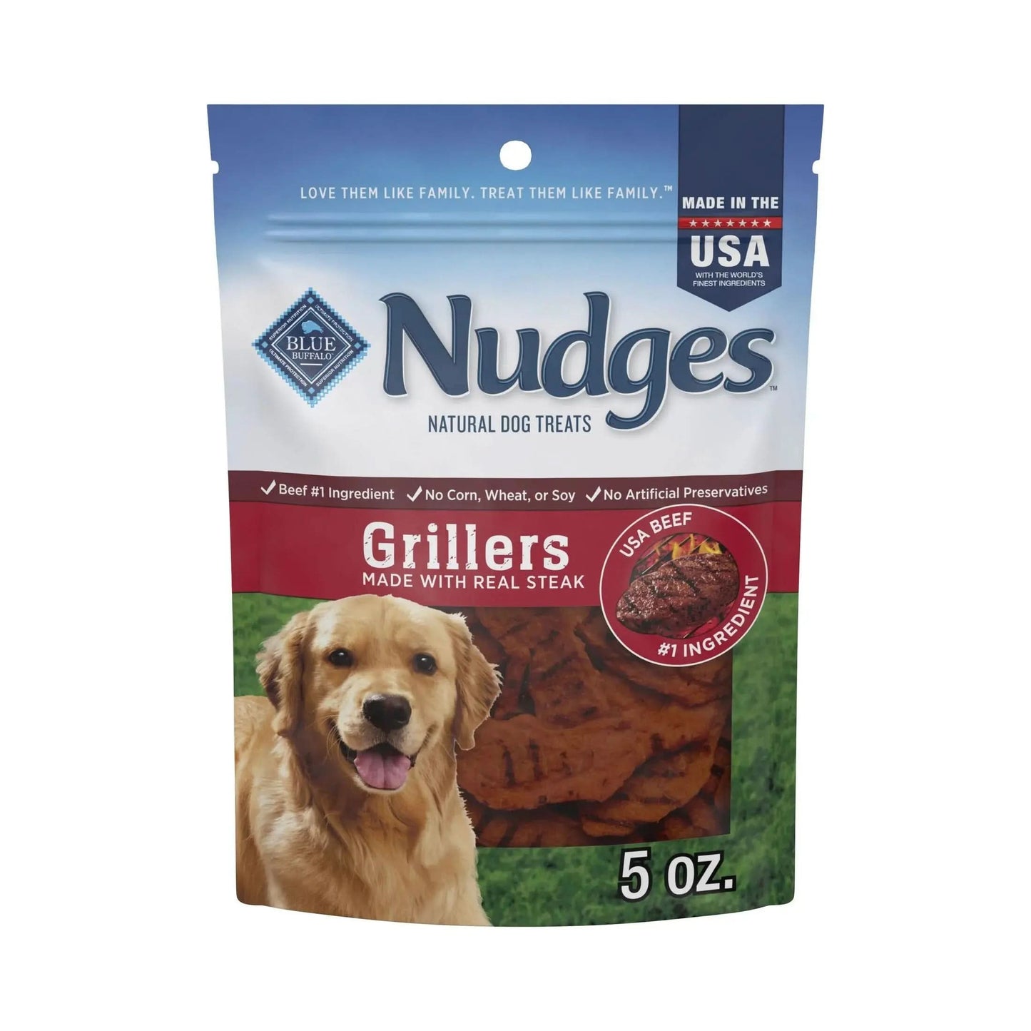 Nudges Grillers Natural Dog Treats Made with Real Steak, 5-Oz. Bag