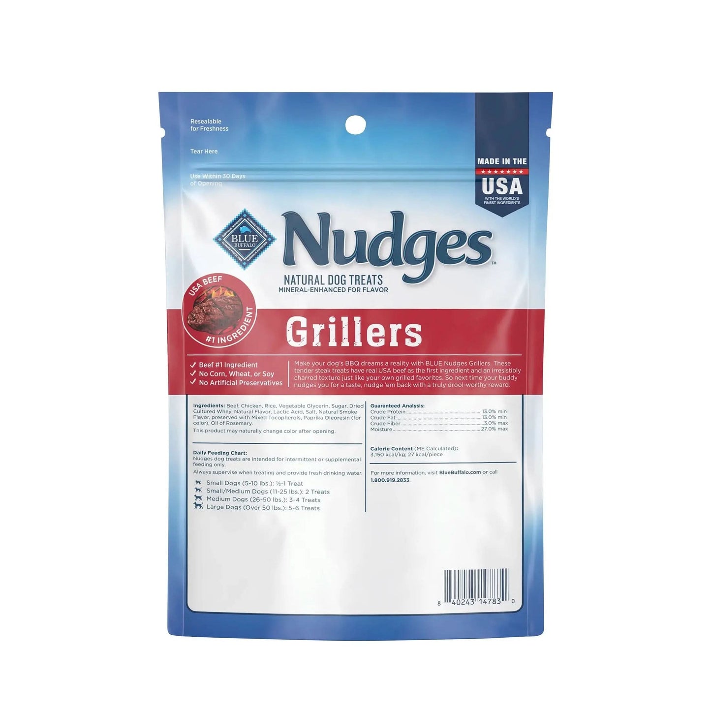 Nudges Grillers Natural Dog Treats Made with Real Steak, 5-Oz. Bag