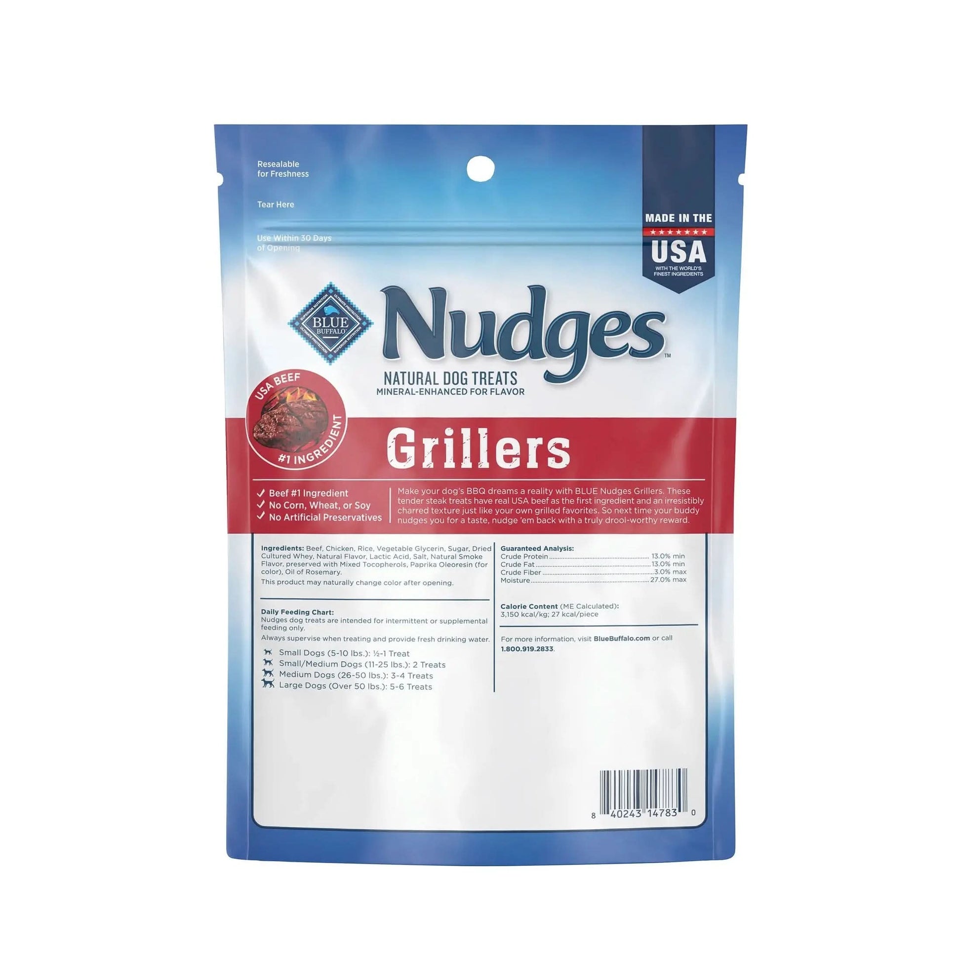 Nudges Grillers Natural Dog Treats Made with Real Steak, 5-Oz. Bag