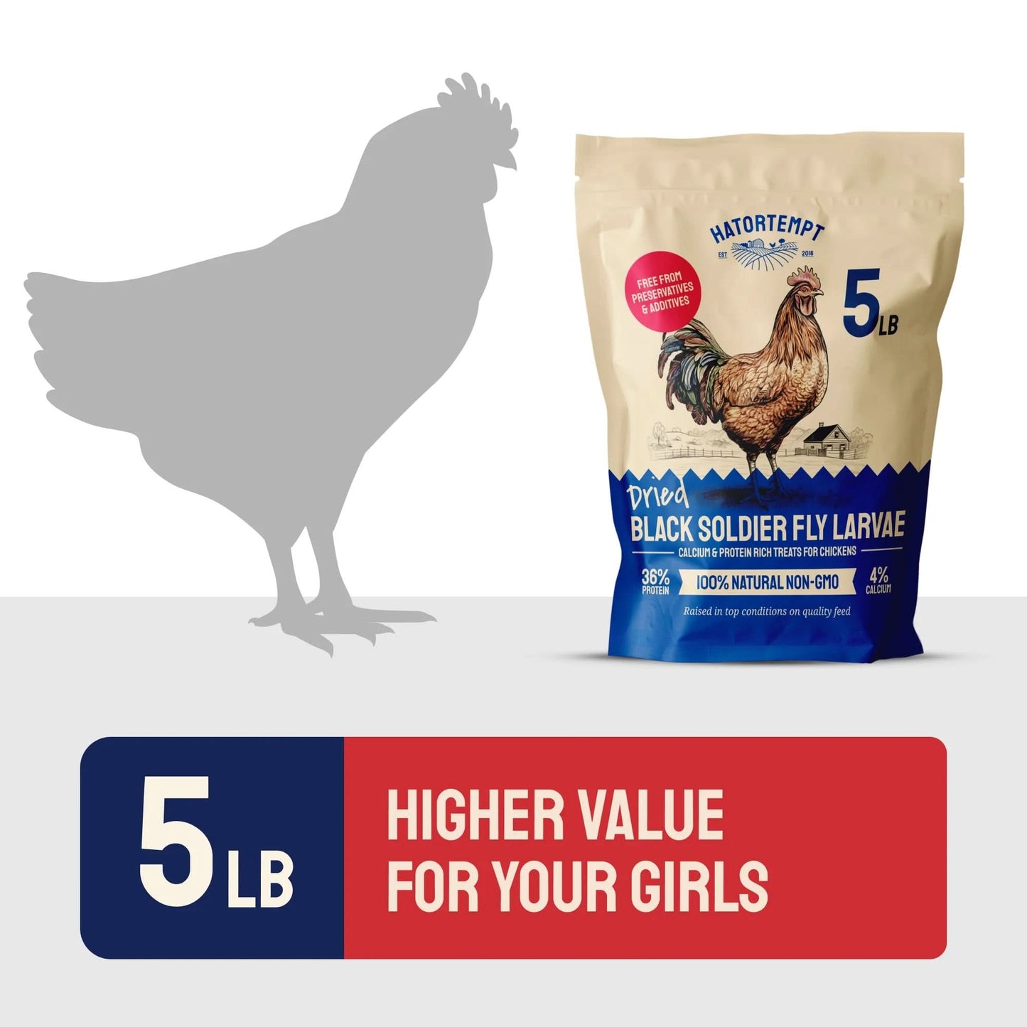 Black Soldier Fly Larvae Dry Chicken Feed for Laying Hens, 5Lb. Bag