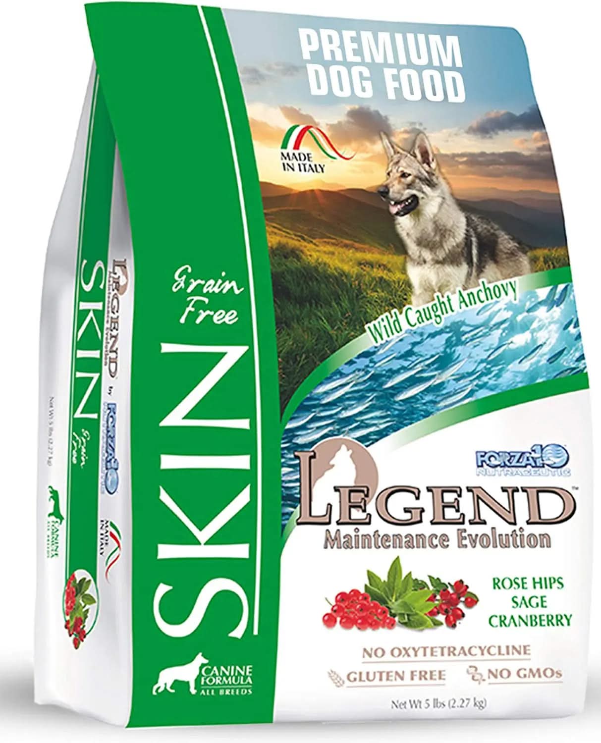 Legend Sensitive Skin Grain-Free Dry Dog Food with Curative Herbs and Wild Caught Anchovy Flavor for Adult Dogs, 5-Pound Pack