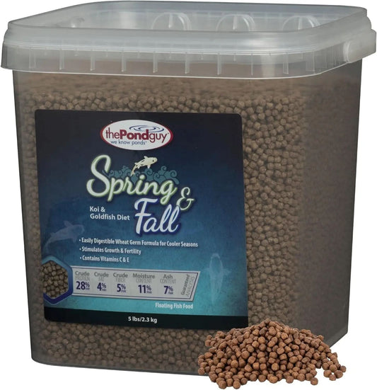 Pond Guy Premium Wheat Germ Fish Food for Koi and Goldfish, 5 lbs - Cold Weather Floating Pellets for Optimal Winter Nutrition