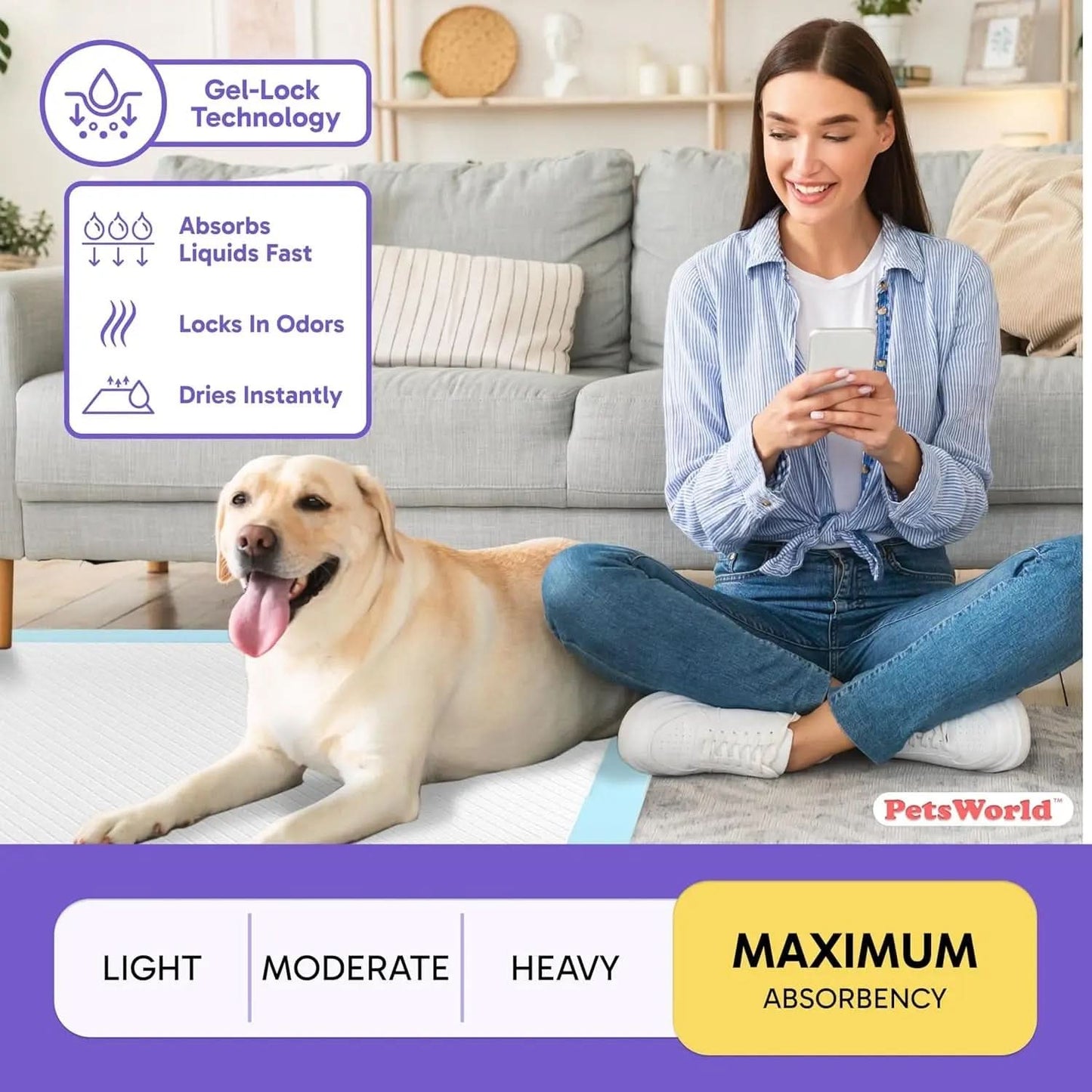 2XL Ultra-Absorbent Puppy Pads, 28" x 44", 50 Count - Leak-Proof Dog Potty Training Solutions