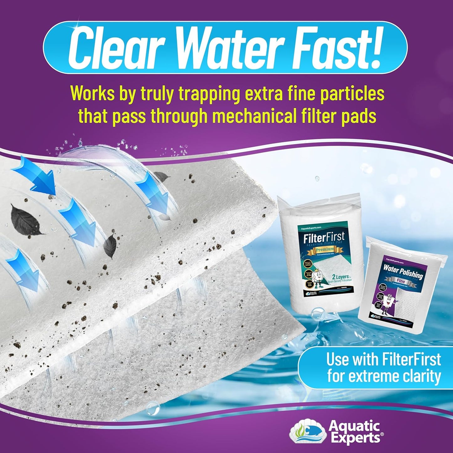 Water Polishing Filter Pad for Aquariums, 50 Micron, 24" x 36" - Single Pack