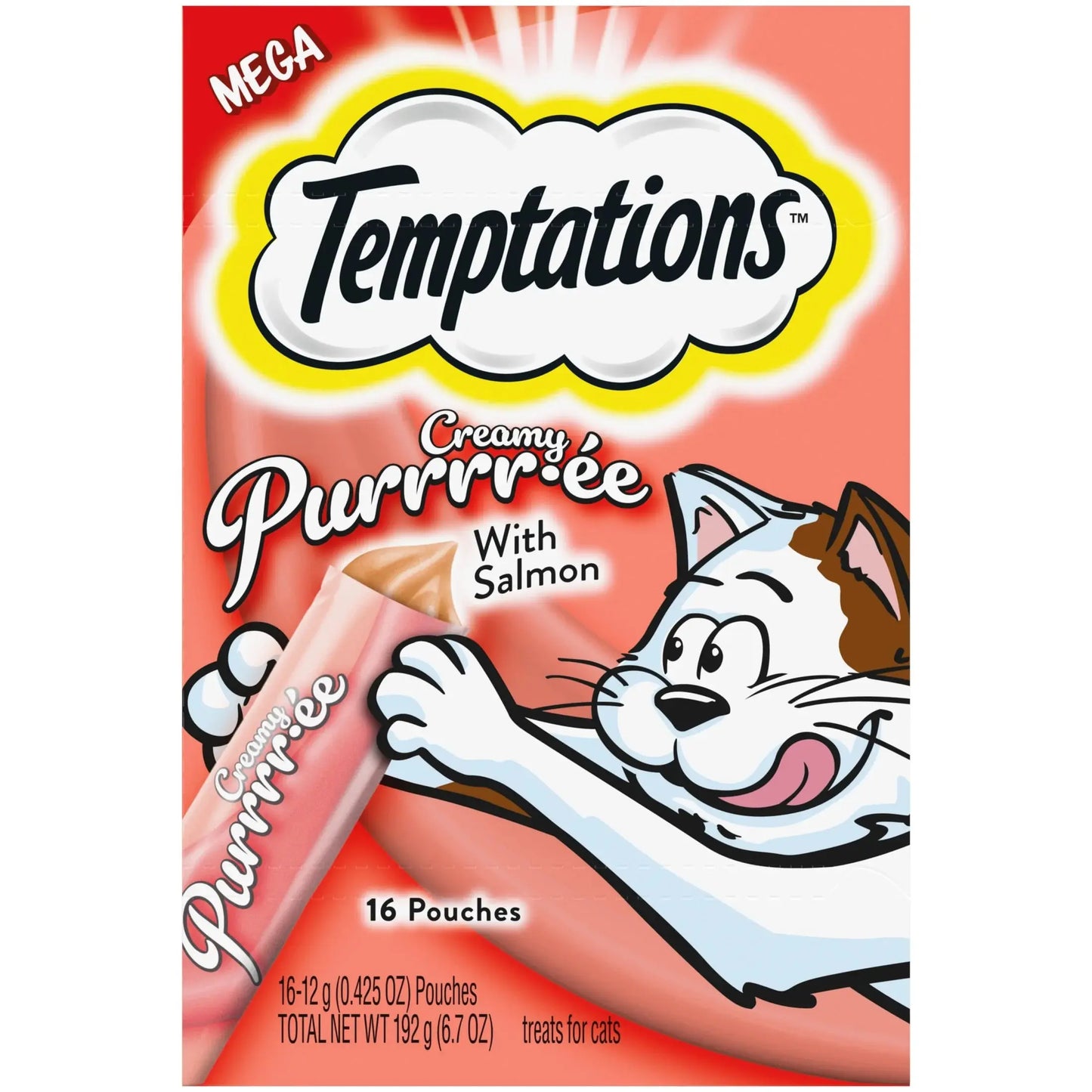 Creamy Puree with Salmon Squeezable Lickable Wet Treats for Cats, 0.42 Oz (16 Pack)
