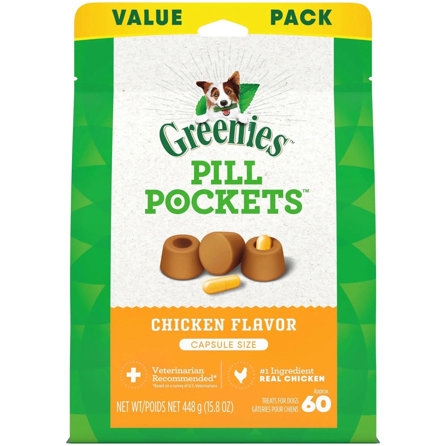 Pill Pockets for Dogs Chicken Flavor Large, Capsule Size Soft Dog Treats, 15.8 Oz, (60 Pk)