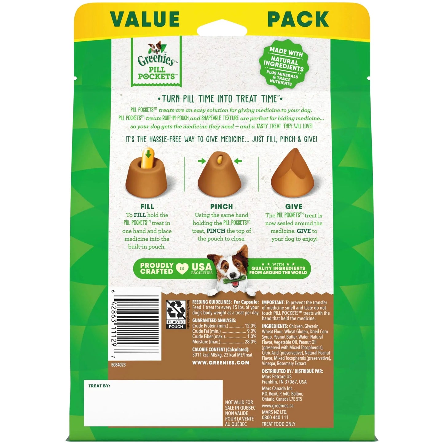 Pill Pockets for Dogs Peanut Butter Large, Capsule Size Soft Dog Treats, 15.8 Oz, (60 Pk)