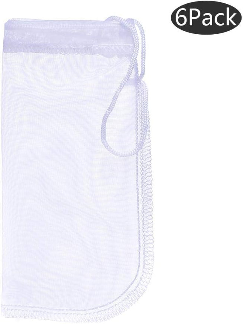 Extra Fine Media Filter Bags for Aquariums, Reusable 180 Micron Drawstring Mesh, Ideal for Very Fine Resins (7.5" x 3.6", Pack of 6)
