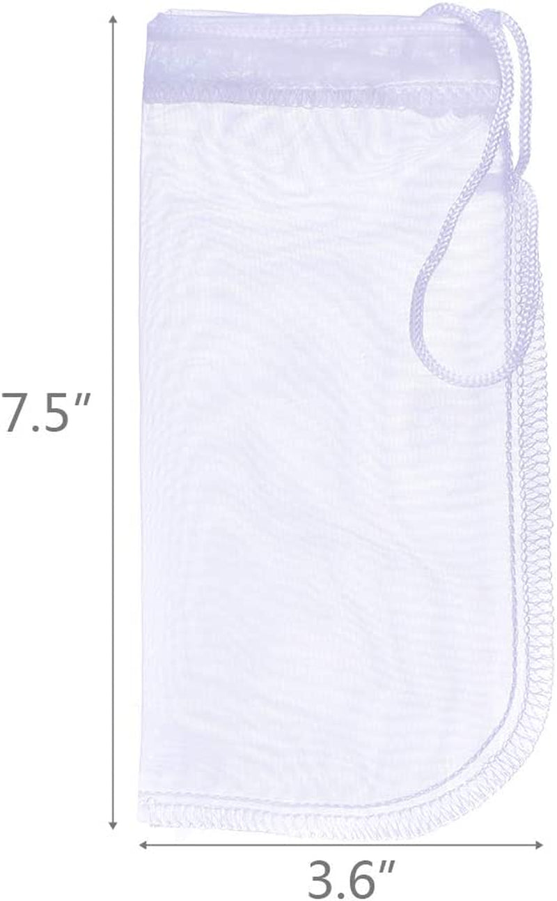 Extra Fine Media Filter Bags for Aquariums, Reusable 180 Micron Drawstring Mesh, Ideal for Very Fine Resins (7.5" x 3.6", Pack of 6)