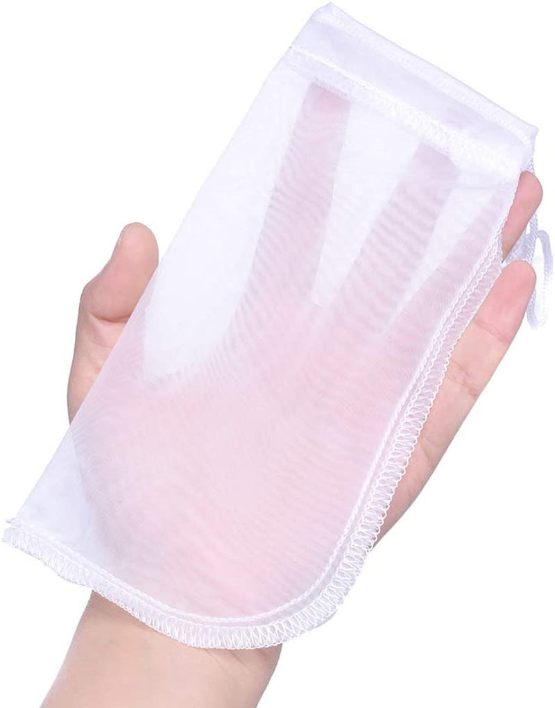 Extra Fine Media Filter Bags for Aquariums, Reusable 180 Micron Drawstring Mesh, Ideal for Very Fine Resins (7.5" x 3.6", Pack of 6)