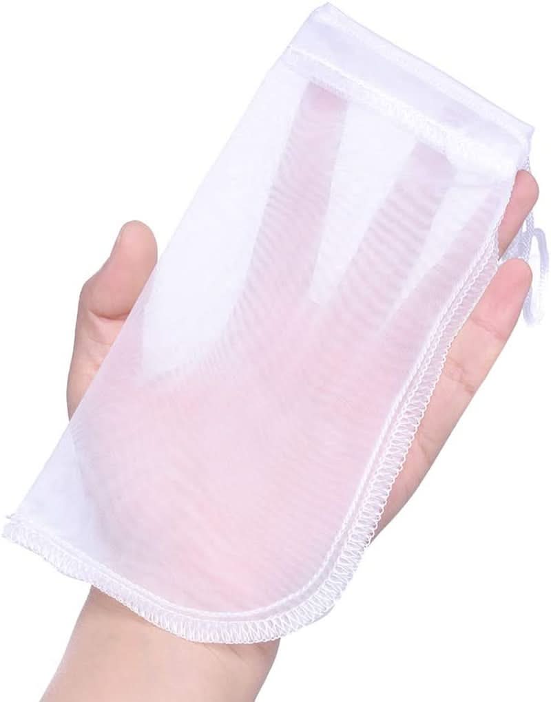 Extra Fine Media Filter Bags for Aquariums, Reusable 180 Micron Drawstring Mesh, Ideal for Very Fine Resins (7.5" x 3.6", Pack of 6)