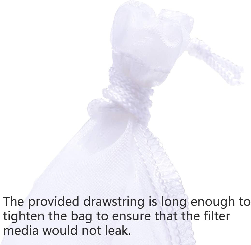 Extra Fine Media Filter Bags for Aquariums, Reusable 180 Micron Drawstring Mesh, Ideal for Very Fine Resins (7.5" x 3.6", Pack of 6)