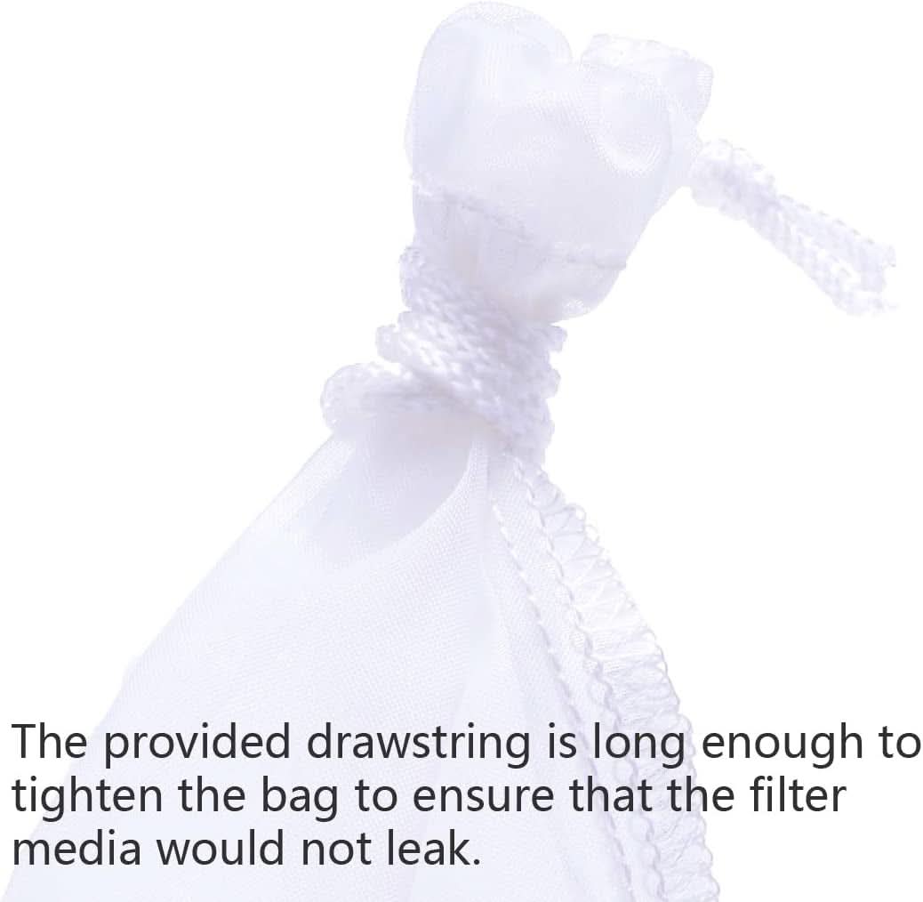 Extra Fine Media Filter Bags for Aquariums, Reusable 180 Micron Drawstring Mesh, Ideal for Very Fine Resins (7.5" x 3.6", Pack of 6)