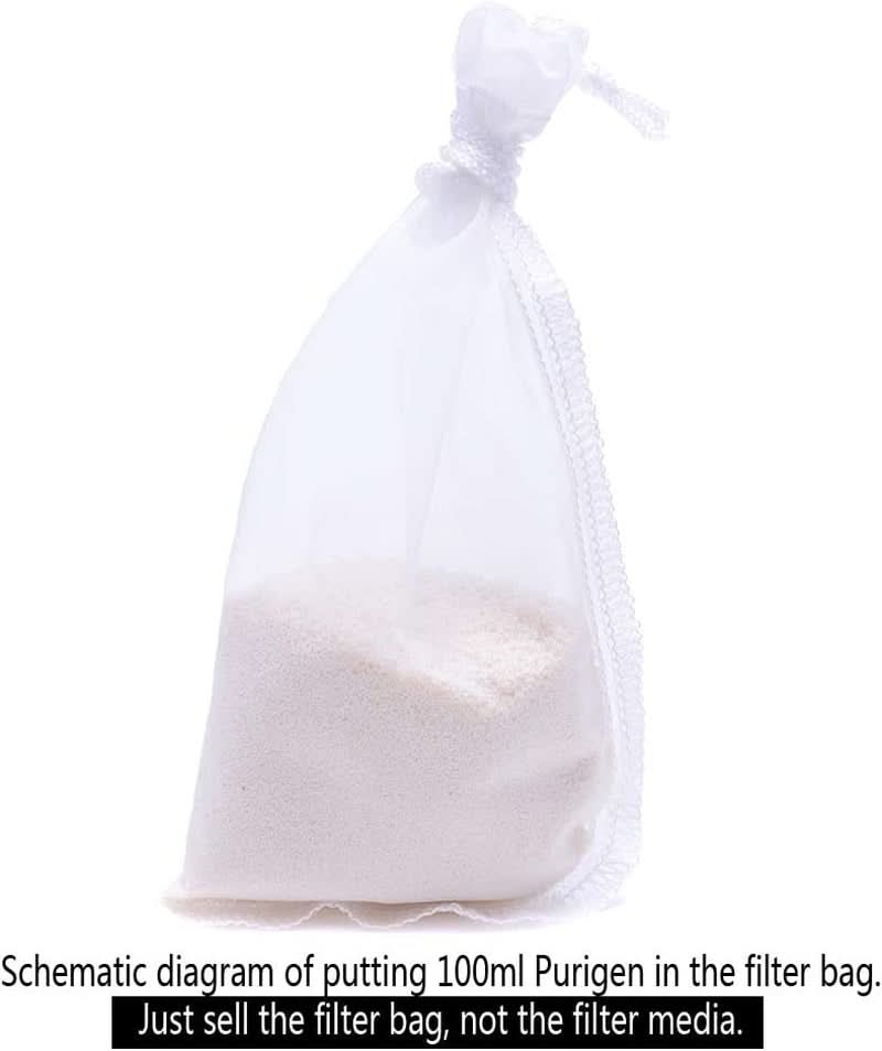 Extra Fine Media Filter Bags for Aquariums, Reusable 180 Micron Drawstring Mesh, Ideal for Very Fine Resins (7.5" x 3.6", Pack of 6)