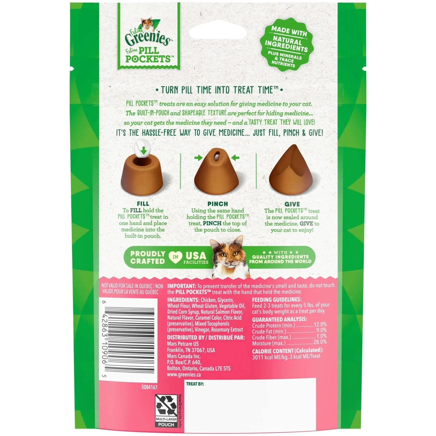 Feline  Pill Pockets for Cats Natural Soft Cat Treats, Salmon Flavor, 3 Oz Pack (85 Treats)