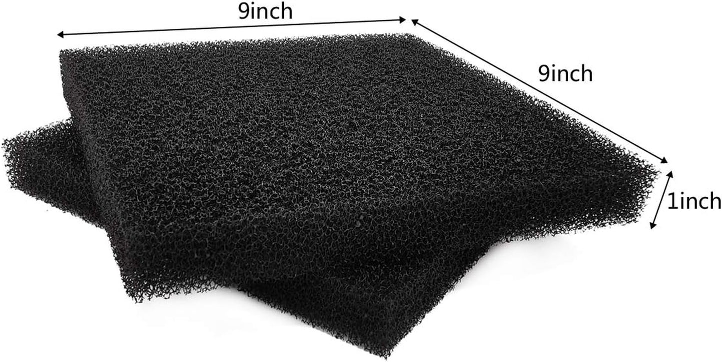 Bio Sponge Filter Media Pads, Customizable Foam Sponges for Aquarium Fish Tanks (9" x 9" x 1", 2 Pack)