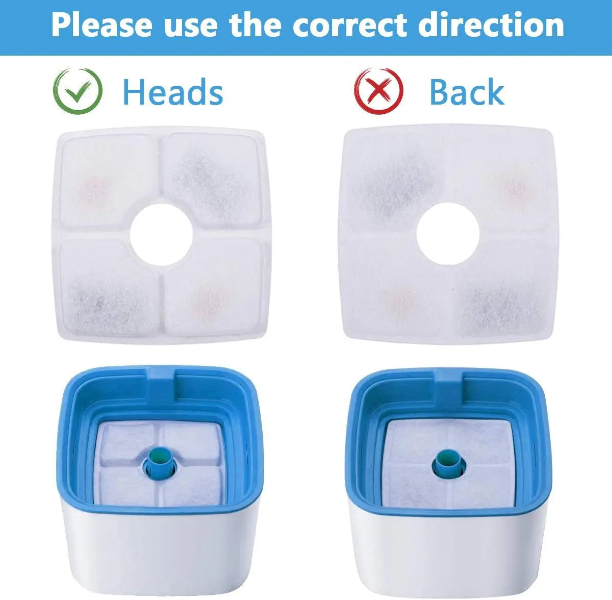 Cat Water Fountain Replacement Filters - 8 Pack for 84Oz/2.5L Cat Water Fountains
