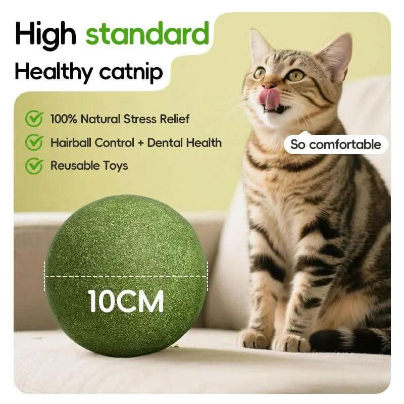 Extra-Large Size Natural Cat Mint Ball, 10 Cm in Diameter, Solid, Edible, Natural Cat Mint Toy, a Fun Toy for Cats