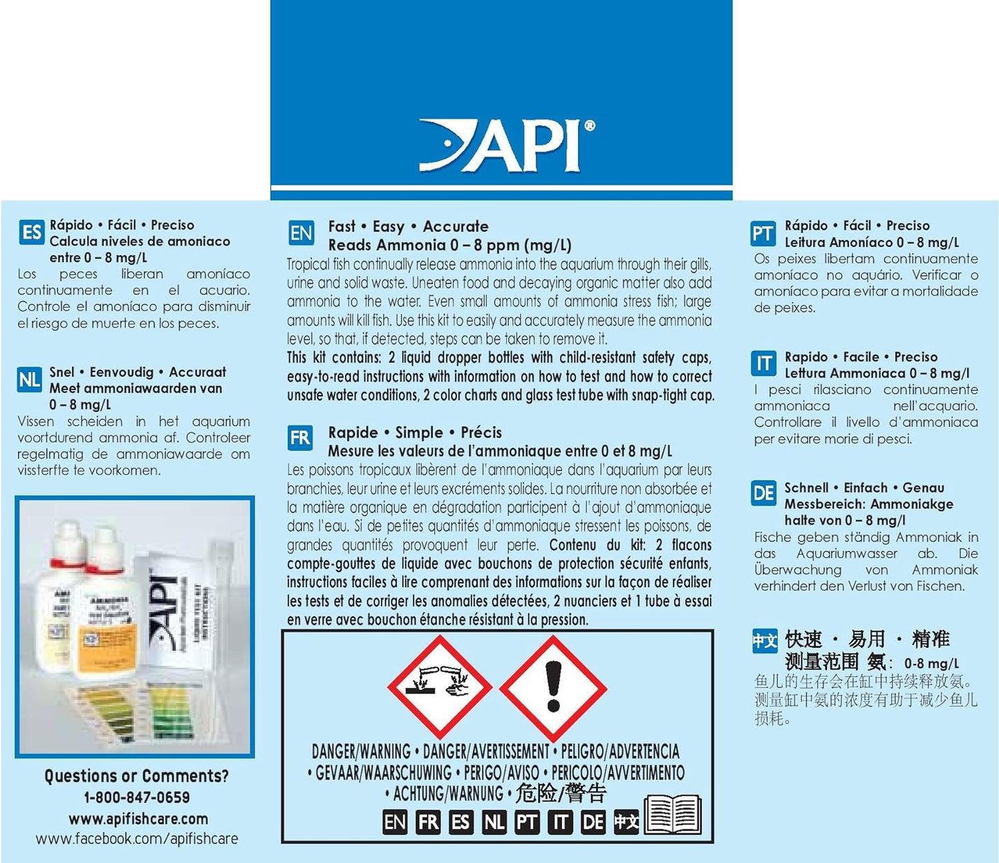 Ammonia 130-Test Kit for Freshwater and Saltwater Aquariums
