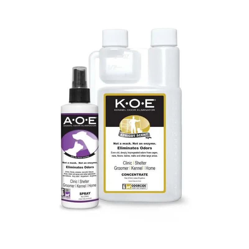 Essential Pet Care Kit: A.O.E. 8oz Spray and Apricot K.O.E. 16oz Concentrate (2 Pieces)