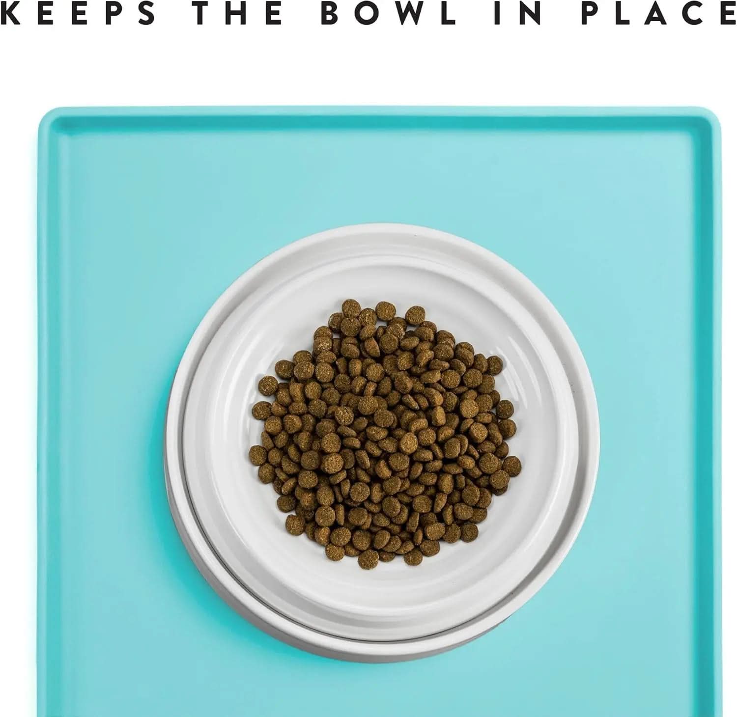 Waterproof Silicone Cat Feeding Mat - Non-Slip Placemat for Food and Water Bowls (Small, Aruba)