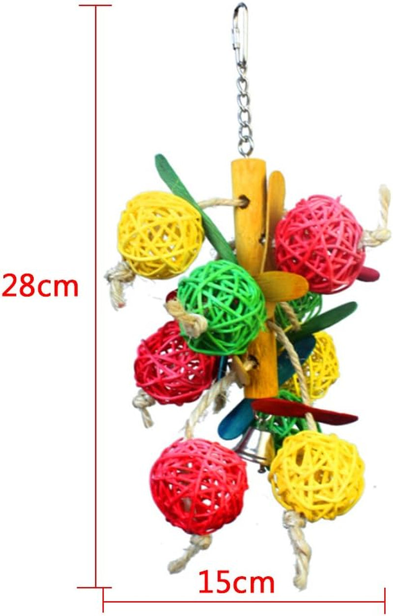Premium Parrot Chewing Swing Toys with Rattan Balls, Hanging Ropes, and Bells for Macaws, African Greys, and Budgies (2 Designs)