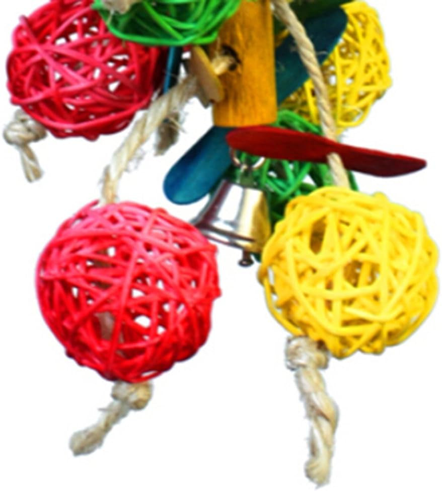 Premium Parrot Chewing Swing Toys with Rattan Balls, Hanging Ropes, and Bells for Macaws, African Greys, and Budgies (2 Designs)