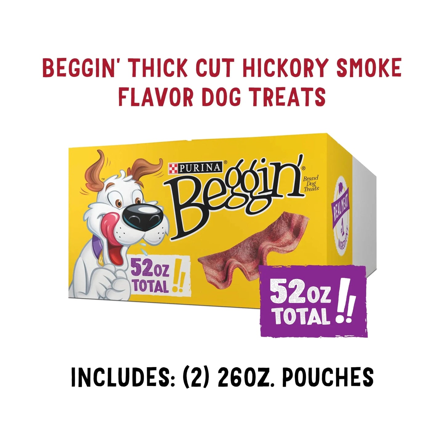 Purina Strips Jerky Snacks Dog Treats, Thick Cut Hickory Smoke Flavor 26Oz (2 Pack)