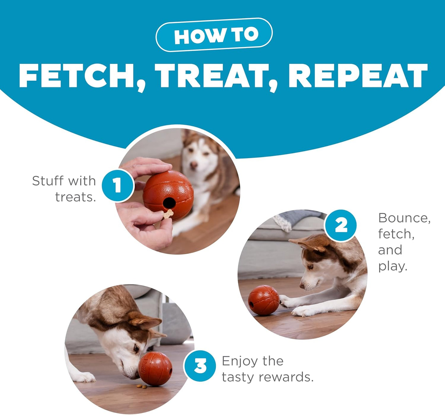 Planet Dog Basketball - Durable Treat-Dispensing Dog Ball, Interactive Fetch Toy, Orbee-Tuff Material, Mint Scented, BPA-Free, Suitable for Indoor and Outdoor Play, Brown