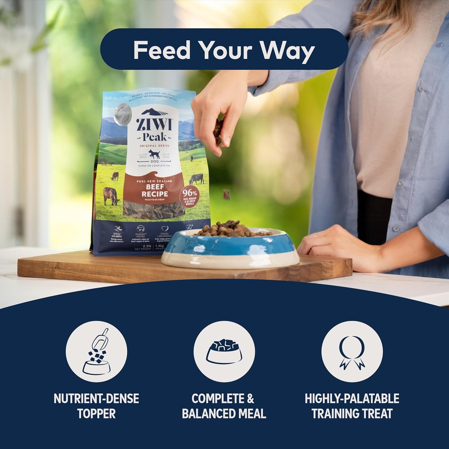 Peak Air-Dried Dog Food - Beef Flavor, All-Natural, High Protein, Grain-Free, Limited Ingredient with Superfoods (16 oz)