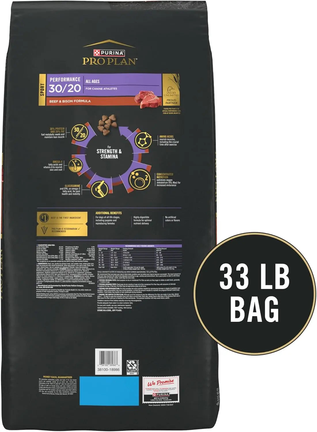 Sport Performance 30/20 Beef and BISON Dry Dog Food - 33 lb Bag