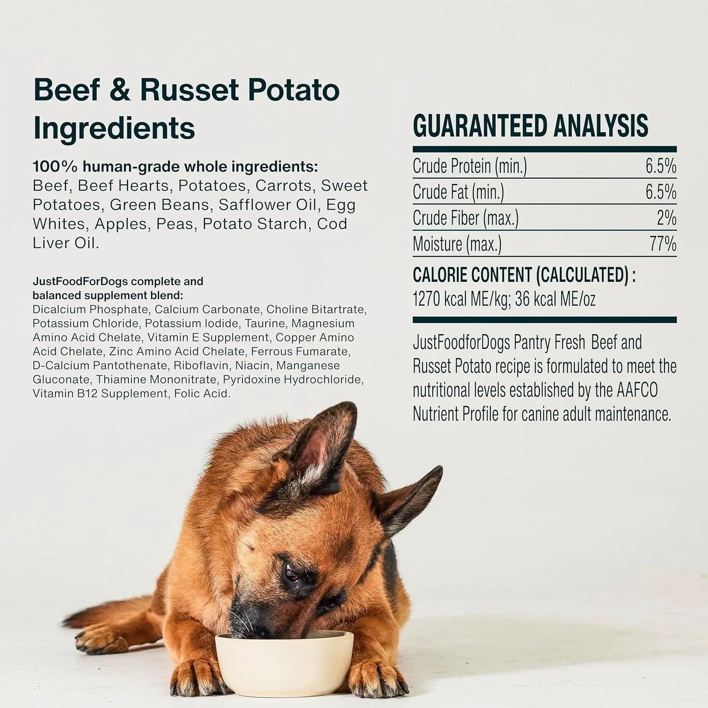 Pantry Fresh Wet Dog Food - Complete Meal or Topper, Beef & Russet Potato, Human-Grade Recipe, 12.5 Oz (Pack of 6)