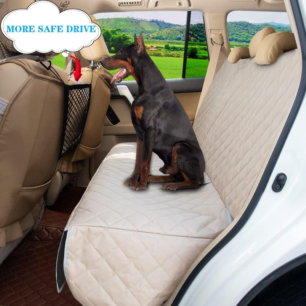 Dog Car Seat Cover - Waterproof Backseat Protector for Kids, Nonslip Design, Universal Fit for Cars, Trucks, and SUVs (Beige)