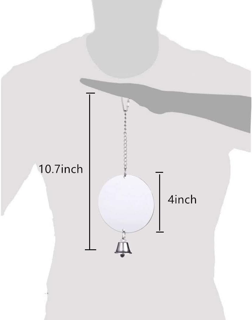 Hanging Bird Mirror Toy with Bells for Parakeets, Cockatiels, Conures, Lovebirds, Finches, and Canaries - Engaging Cage Swing Play Accessory (Bird Mirror with 1 Bell)
