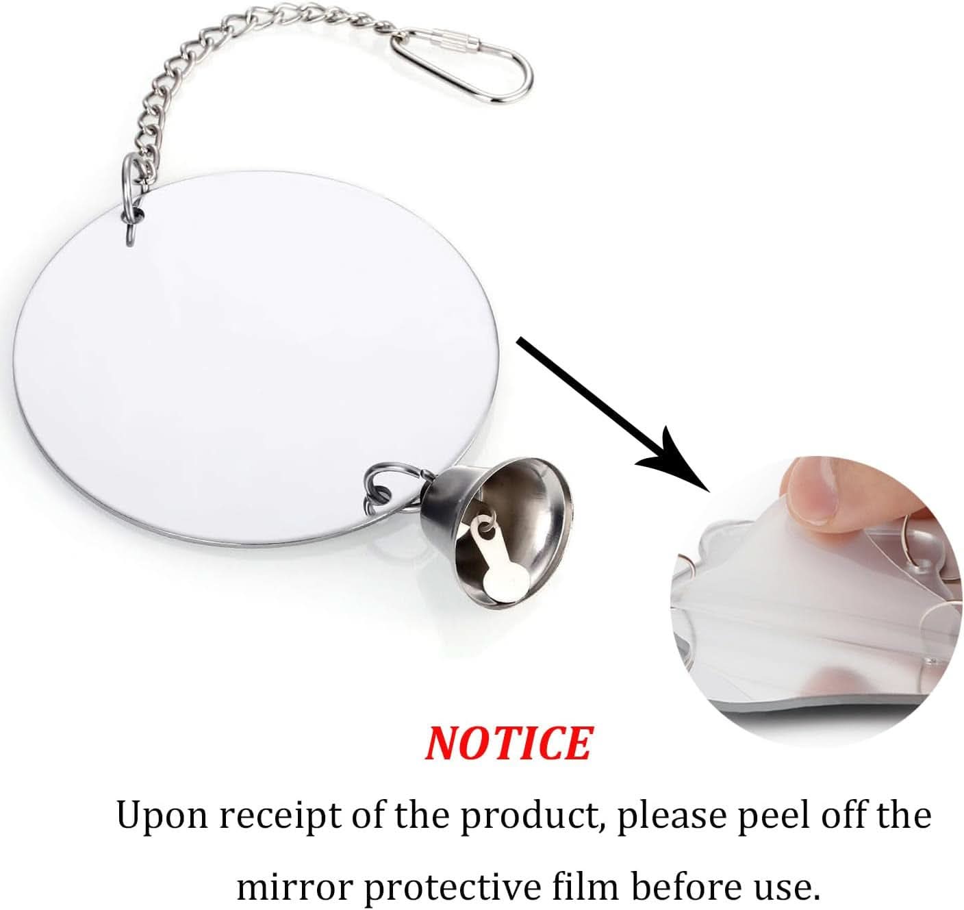 Hanging Bird Mirror Toy with Bells for Parakeets, Cockatiels, Conures, Lovebirds, Finches, and Canaries - Engaging Cage Swing Play Accessory (Bird Mirror with 1 Bell)