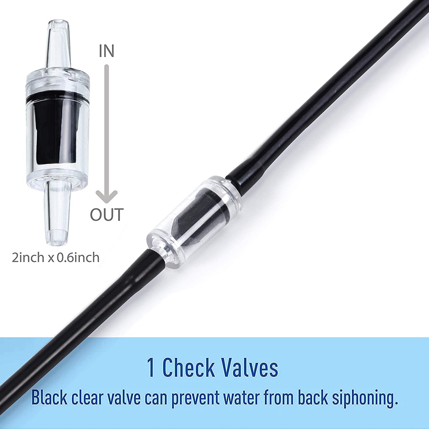3/16" Professional Flexible Airline Tubing for Aquarium Air Pumps, 20 Feet (Clear-Black)