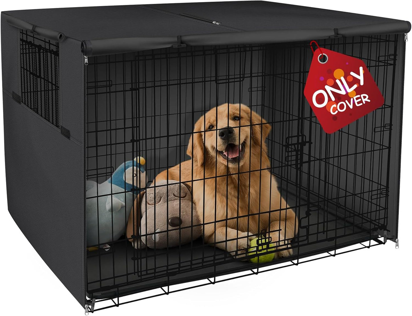 Heavy-Duty Polyester Dog Crate Cover - Universal Fit for 24-Inch Wire Kennels (Black)