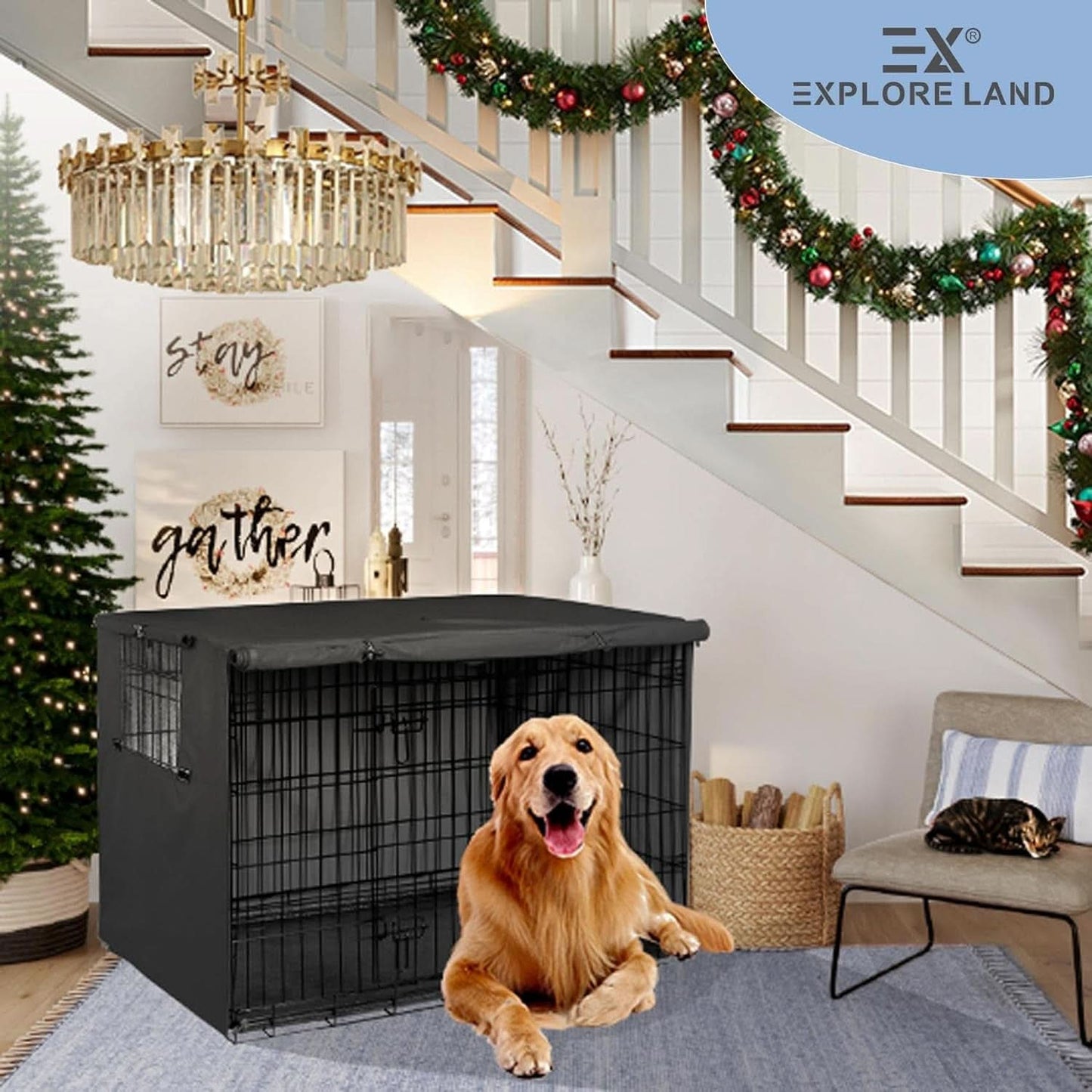 Heavy-Duty Polyester Dog Crate Cover - Universal Fit for 24-Inch Wire Kennels (Black)