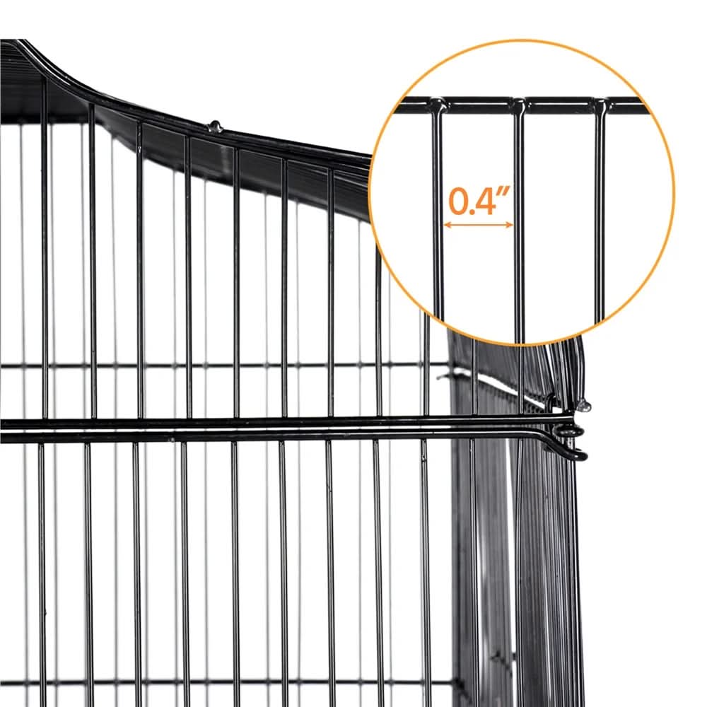 41'' H Open Top Metal Bird Cage with Four Feeders, Black