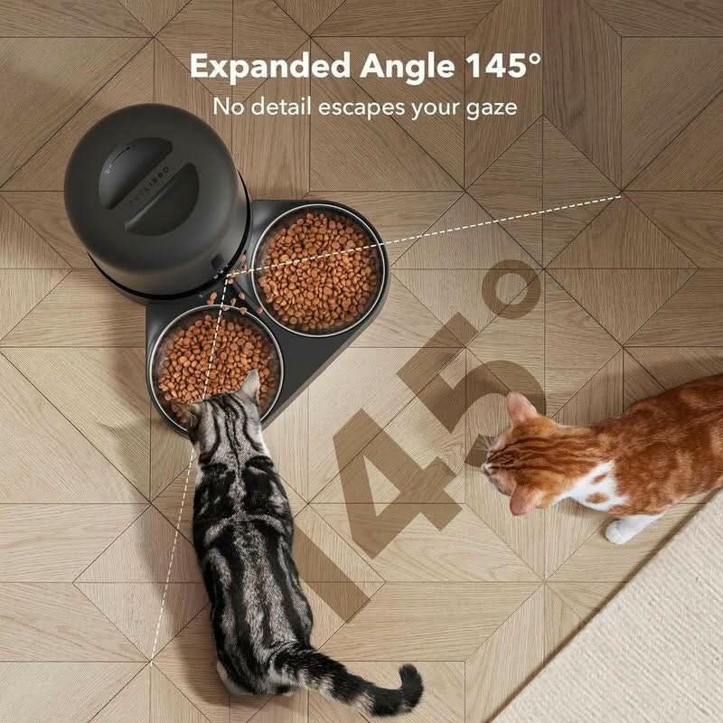 PETLIBRO 5L Automatic Cat Feeder with Camera for Dual Cat Feeding, 1080P HD Video with Night Vision, 5G Wi-Fi Connectivity, 2-Way Audio, Motion and Sound Alerts, Black
