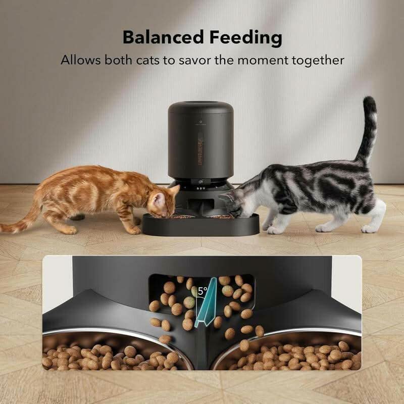 PETLIBRO 5L Automatic Cat Feeder with Camera for Dual Cat Feeding, 1080P HD Video with Night Vision, 5G Wi-Fi Connectivity, 2-Way Audio, Motion and Sound Alerts, Black