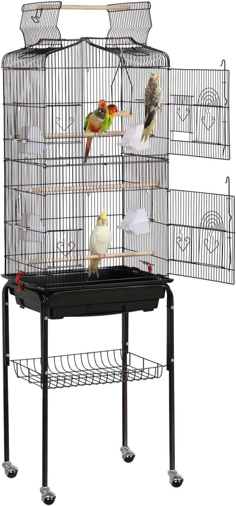 Large Open Play Top Bird Cage with Stand for Parakeets, Finches, Canaries, and Lovebirds