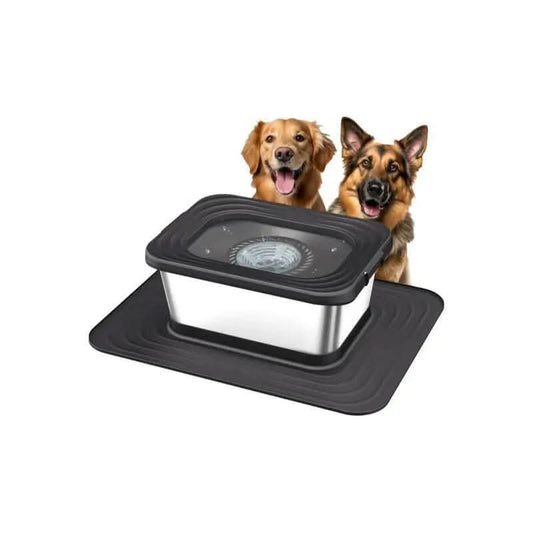 10L Stainless Steel Dog Water Bowl, No Spill Anti-Splash Dog Bowls with XXL Silicone Mat, Spill-Proof Slow Feeder for Messy Drinkers, Heavy Duty Pet Bowls for Indoor/Outdoor Use