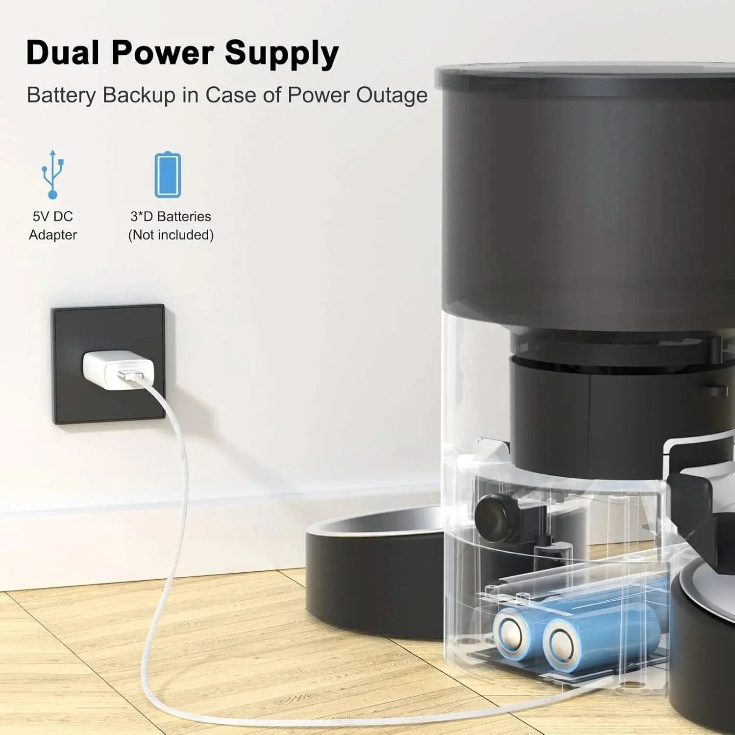 Eotvia Automatic Cat Feeder, Wifi Smart Food Dispenser with APP Control for Remote Feeding with 10S Dining Voice Record, Dual Power Supply, Timed Pet Feeder Programmable 1-10 Meals, 3L, Black