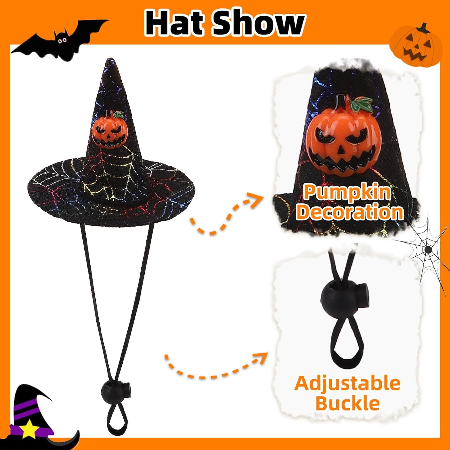 Halloween Dog Bandanas with Adorable Wizard Hat and Pumpkin Design - Costumes and Decorations for Small to Large Dogs