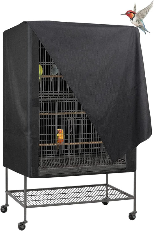 Universal Pet Cage Cover for Cats, Birds, and Small Animals - Good Night Series (Black, Large)