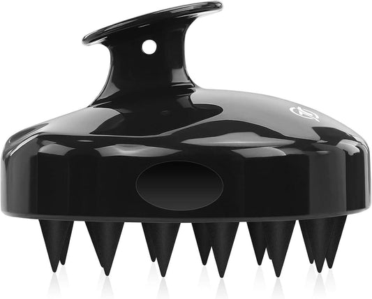 Scalp Massager and Shampoo Brush for Hair Growth and Dandruff Removal, Soft Silicone Bristles, Suitable for All Hair Types, Black