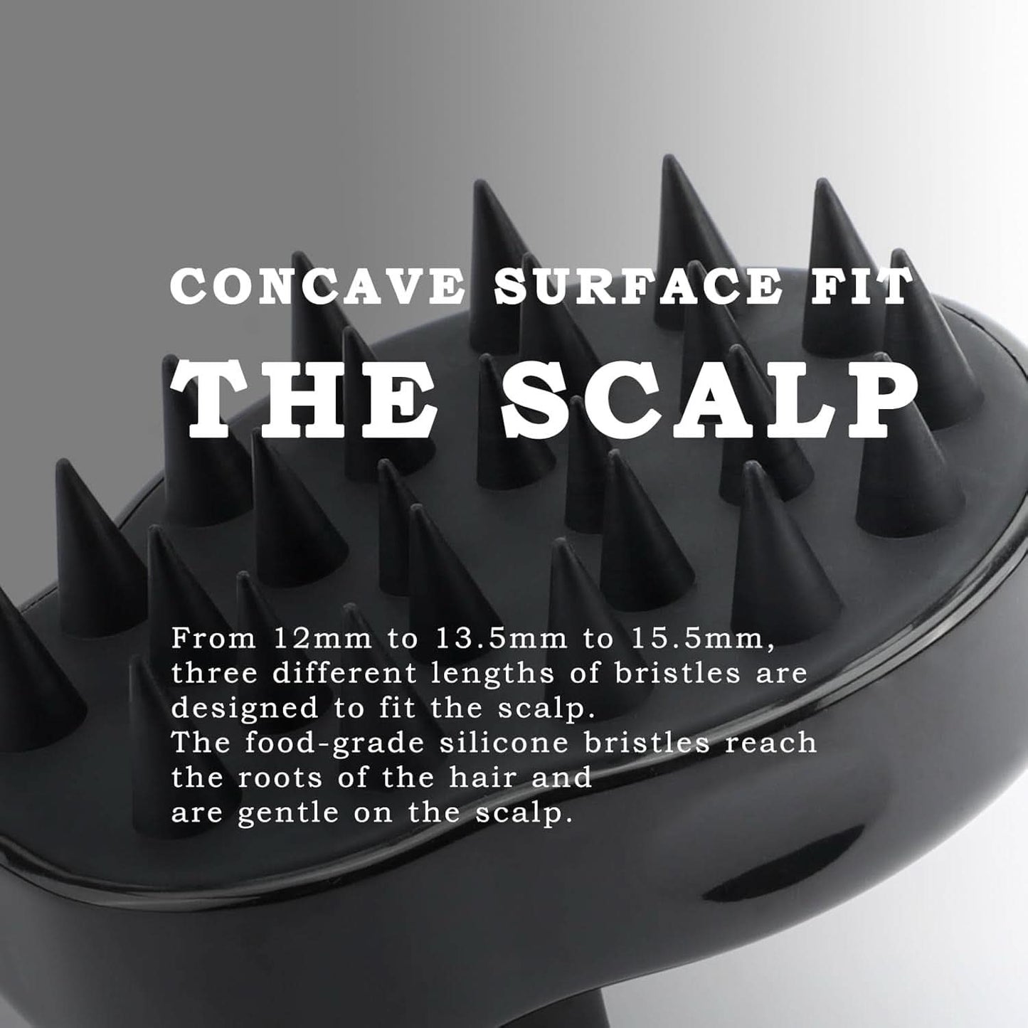 Scalp Massager and Shampoo Brush for Hair Growth and Dandruff Removal, Soft Silicone Bristles, Suitable for All Hair Types, Black
